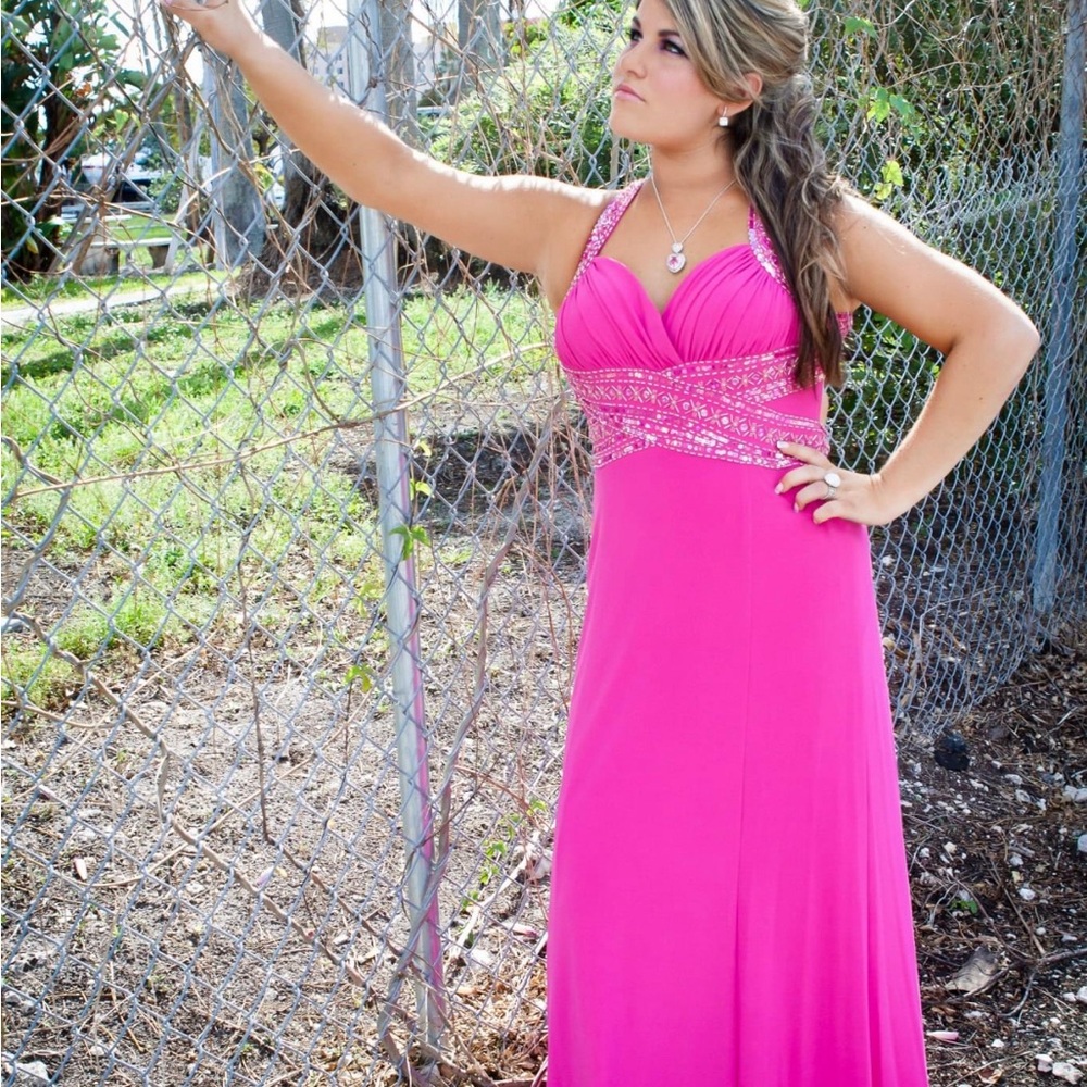 Beautiful evening dress pink and green - Picture 2 of 9